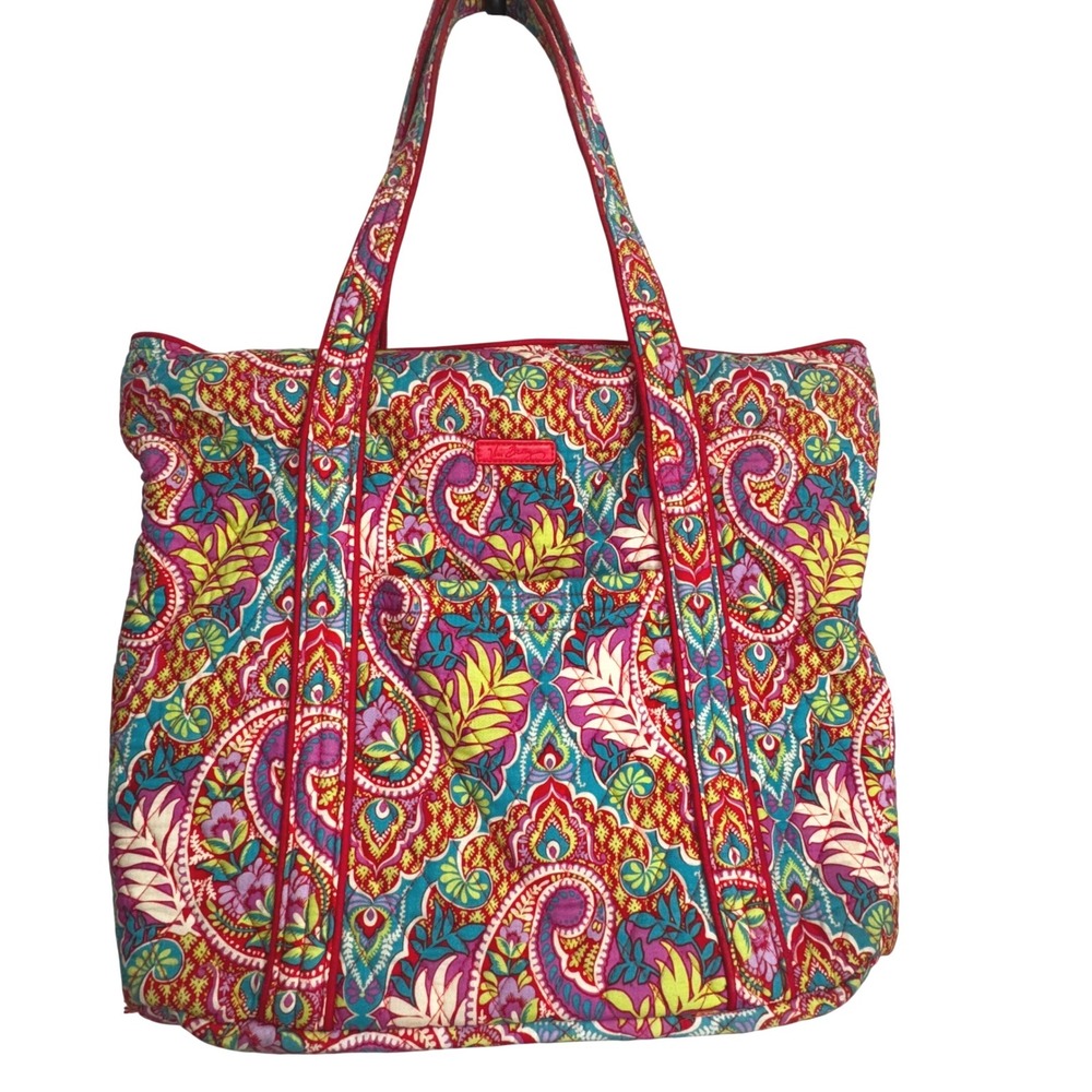 Vera Bradley Paisley In Paradise Quilted Cotton Large Zip Tote Bag Multicolor